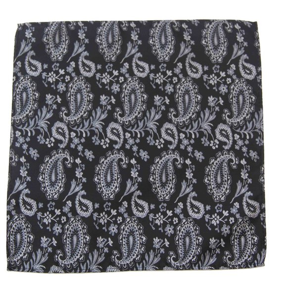 Gascoigne Silk Pocket Square Gray Paisley Men's - Picture 2 of 2